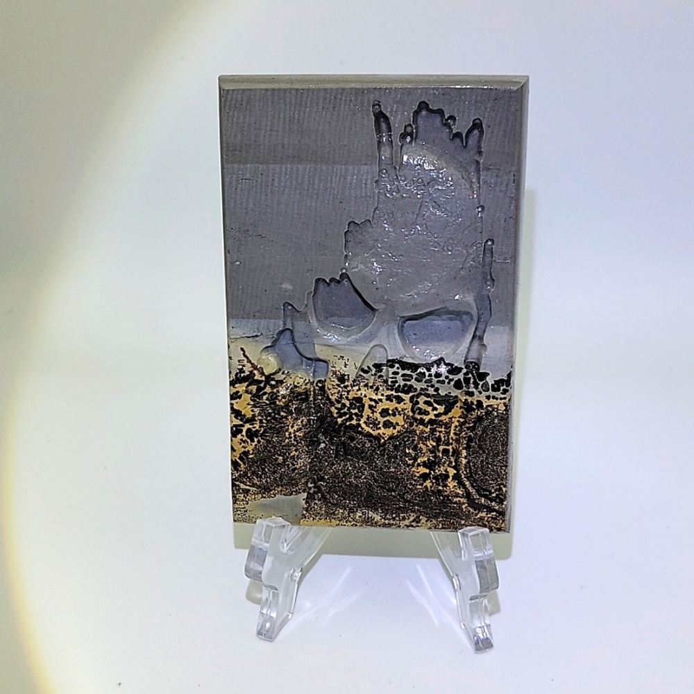 Polished Carved Picture Jasper Creeping Death Skull Natural Gemstone NWOT - Picture 2 of 10
